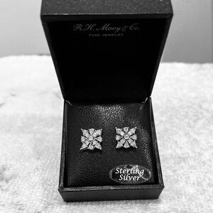 Macy's Bridge Sterling Silver Diamond Earrings